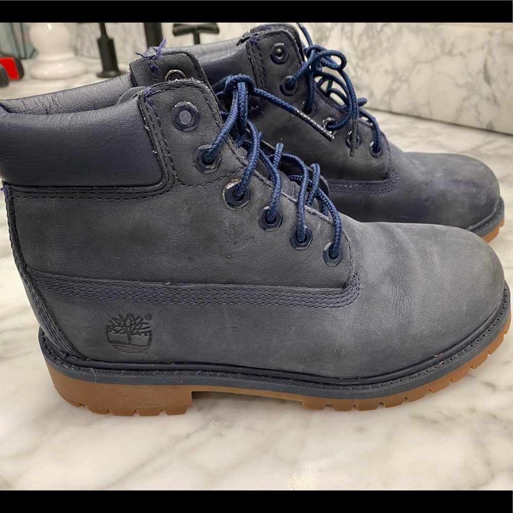 TIMBERLAND Boys Ankle Boots Navy Blue Lace Up 1.5